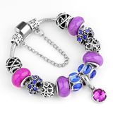 Silver Snake Chain Stingray Bracelet with Crystal Beads