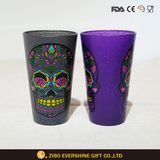 Skull Picture Glass Tumbler with Crack Paint