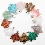 Natural Gemstone Crystal Onyx Charms Leaf Pendants Suspension