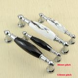 Big Long Hardware Handle in Black Crystal 128mm Pitch