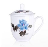 Blue Peony Eggshell China Boss Mug