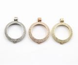 Lastes Design Bevel Edge Stainless Steel Locket with White Crystal