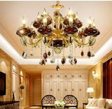 Luxury Golden Zinc Alloy Red Glass Pendant Lamp