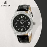 Women's Silver-Tone Crystal Accented Leather Strap Watch 71269