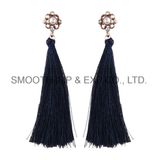 Fashion Flowers Pearl Diamond Long Temperament Tassel Earrings Jewelry Gift