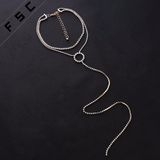 Simple Gold Chain Double Layered Rhinestone Choker Necklace