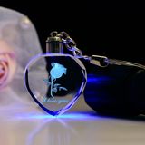 Best Quality Crystal Gifts Souvenirs, 3D Engrave Logo Crystal Keychain, Engraved Crystal Key Chain with LED