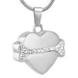 Inlay Crystal Bone Heart Memorial Urn Jewellery Pet Cremation Pendant