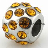 Fashionable Steel Jewelry Round Yellow CZ Bead