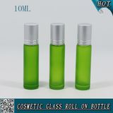10ml Green Colored Glass Roll on Bottle with Aluminum Cap and Glass Roller