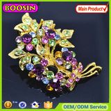European Style! Silver Plated Rhinestone Metal Flower Brooch