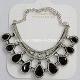 Woman Fashion Jewelry Black Waterdrop Glass Crystal Pendant Necklace (JE0210-black)