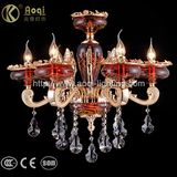 Golden Zinc Alloy and Red Glass Chandelier Light