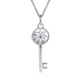 New Design Rock Style Key Pendant Crystal Rhodium Necklace
