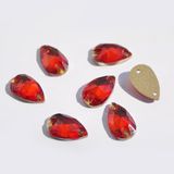 Siam Tear Drop Shaped Glass Sew on Crystal Rhinestone for Jewelry