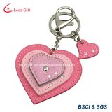 Fashion Heart Shape Leather Keychain with Crystal