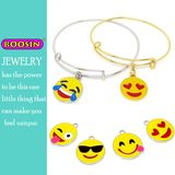 Custom Emoji Charms Adjustable Wire Bangle Bracelet