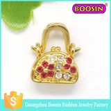 Fashion Crystal Gold Plated Metal Bag Handbag Charm for Jewelry