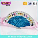 Enamel Metal Folding Fan Brooch Rhinestone