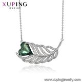 Necklace-00452 Xuping Heart Shape Crystals From Swarovski Leaf White Gold Plated Pendant Necklace
