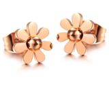 Simple Chrysanthemum Flower Color Earrings Titanium Steel Rose Gold Color Earrings Exquisite Fashion Girls Jewelry