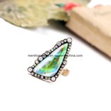 Fashion Cool Diamond and Irregular Gemstone Studded Alloy Finger Ring for Women