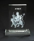 Maa Sherawali Crystal Plaque with Base for Hindu Souvenir