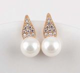 Silver Cubic Zirconia Crystal Diamond Stud Dangle Gold Earrings