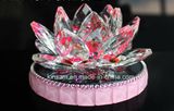 Fashion Pink Crystal Lotus Flower Craft for Gift