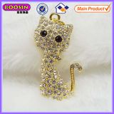 Lovely Cat Shape Rhinestone Big Gold Pendant #18266