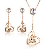 Fashion Lady Night Party Heart Shaped Crystal Jewelry Set