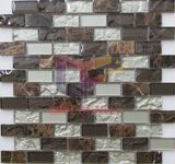 Dark Emperador and Crystal Made Mosaic Tiles (CFS697)