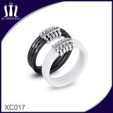 Xc017 Black and White Faceted Ceramic Finger Rings
