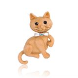 Christmas Gift Cat Shaped Crystal Gold Alloy Brooch