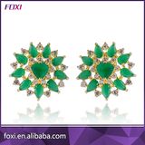 Flower Shape Stud Earring with Micro Pave Bass