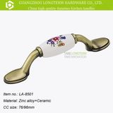 Antique Flower Curving Ceramic Zinc Handle