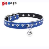 Pet Product Cat Leather Collar with Crystal New Clear Bells Pet Collar