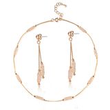 Hot Selling Dubai Mesh Crystal Gold Earring Necklace Jewelry Set