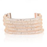 Real Gold Plated Mesh Crysatl Fashion Jewelry Stainless Steel Bracelet