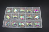 Oval Ab Crystal Stone in Settings / Fancy Stone Sew on Type Rhinestone with Claws for Emblishments