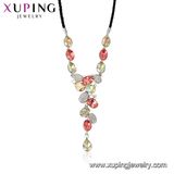 Necklace-00560 Xuping Vintage Crystals From Swarovski Wholesale Fashion Leather Necklace Jewelry