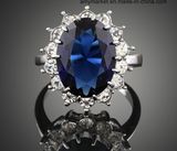 Fashion Luxury Crystal Rings Dark Blue Crystal White Ring J01800