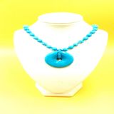 Optimized Processing Turquoise Bead Necklace with Donuts Pendant