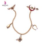 New Elegant Retro Alloy Butterfly Heart Shaped Inlaid Rhinestone Long Women's Brooch