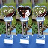 High Quality Heart Shape Crystal Glass Award Trophy