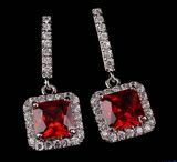 Fashion Cubic Zirconia Crystal Diamond Stud Silver Earrings