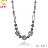Grey Agate and Crystal Beaded Neckalce Jewelry