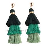 New Fashion Three Layer Elegant Pompom Tassel Earring for Women