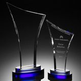 Cheap Custom Engraving Blank Blue Crystal Glass Trophy Award