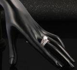 Silver Color Luxury 2 Rounds Bijoux Fashion Wedding Rings